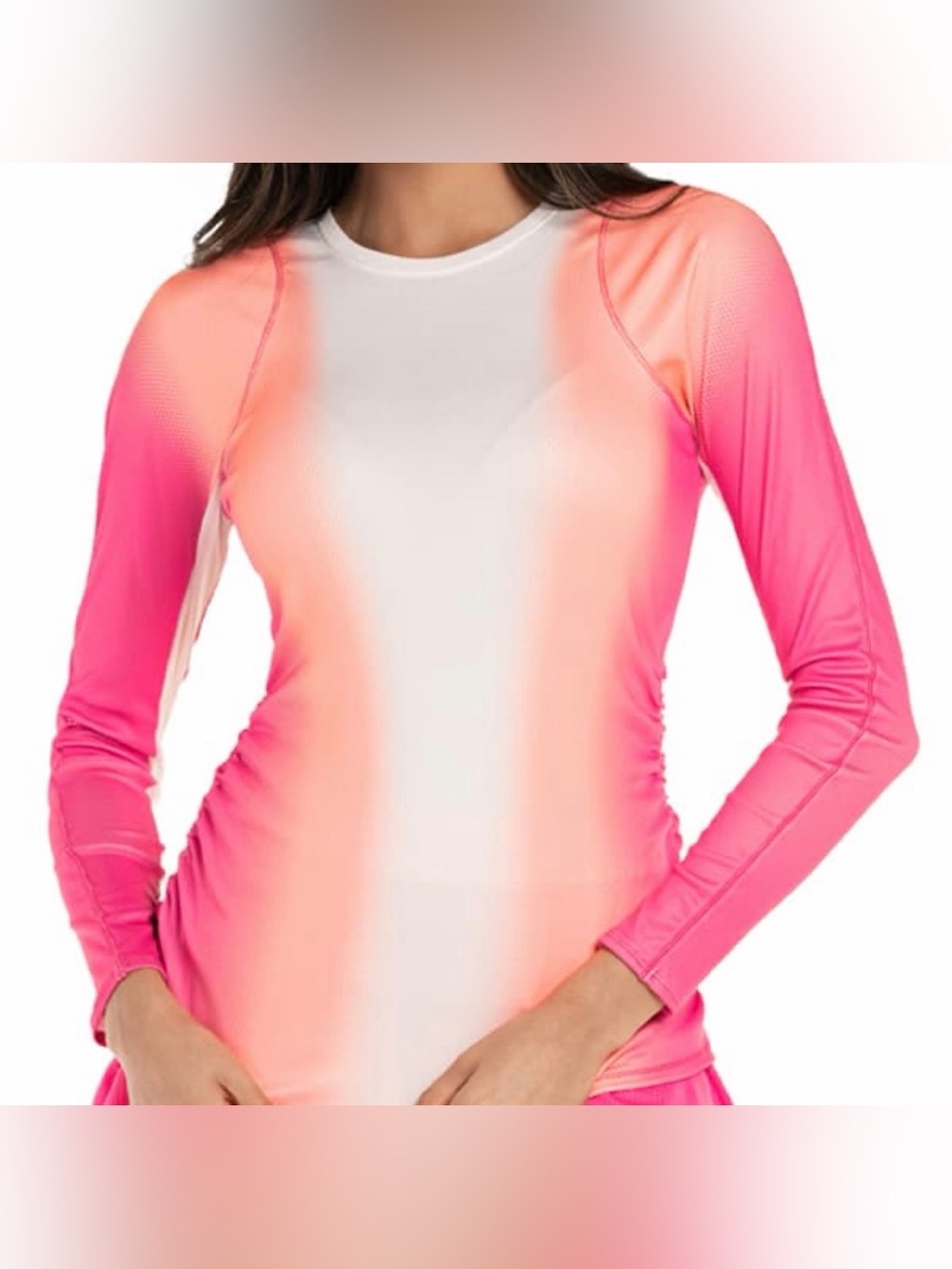 Lucky in Love Santa Fe Summer Glow Ombre Long Sleeve Athletic Tennis Top